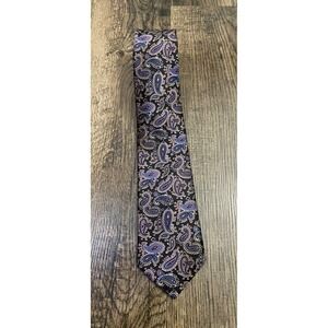 Vintage Etienne‎ Aigner Men's Neck Tie Silk Bold Black Blue Paisley Formal Dress
